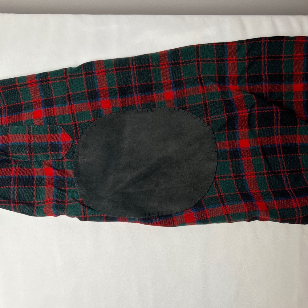 VTG Pendleton Mens M Wool Plaid Boardshirt Elbow Patches 1960s Red Green Black - Picture 8 of 11